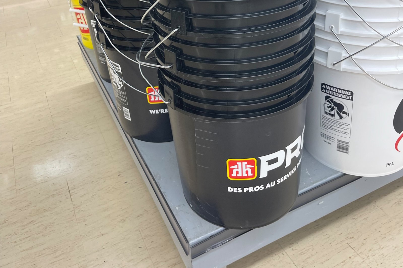 black plastic bucket
